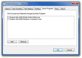 ClipboardFusion: Settings - Ignore Programs