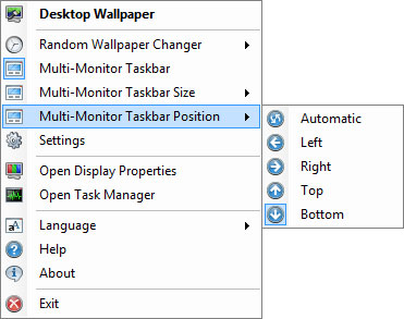 DisplayFusion Context Menu - Taskbar Position