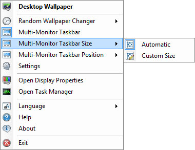 DisplayFusion Context Menu - Taskbar Size