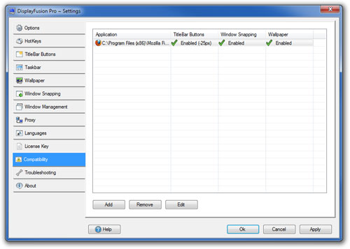 DisplayFusion Settings - Compatibility