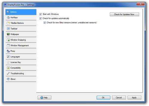DisplayFusion Settings - Options