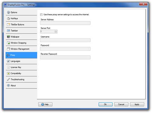 DisplayFusion Settings - Proxy