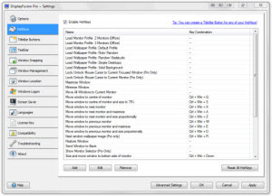 DisplayFusion Settings: HotKeys Tab