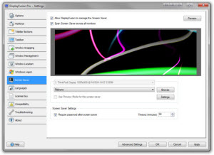 DisplayFusion: Screen Saver Settings