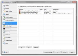 DisplayFusion: Window Location Settings