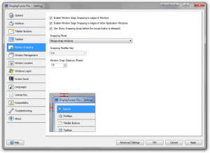 DisplayFusion: Windows Snapping Settings