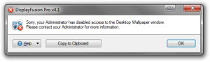 Error Message When Desktop Wallpaper is Blocked by Group Policy
