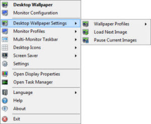 Wallpaper Settings Sub-menu for Loading Profiles and New Images