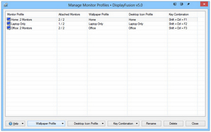 Manage Monitor Profiles Window