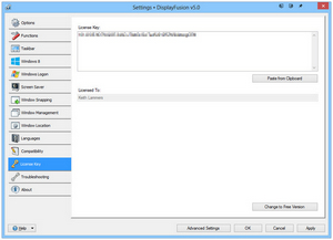Settings > License Key Tab