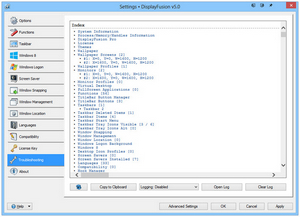 Settings > Troubleshooting tab