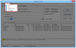 Search Profiles Menu