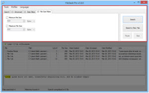 File Size Filters Tab