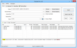 Main FileSeek Window