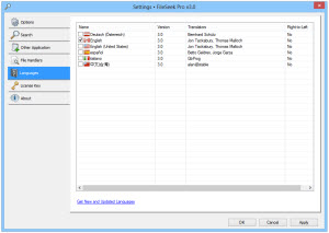 Currently Installed FileSeek Languages