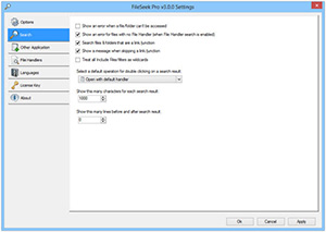 FileSeek Settings: Search