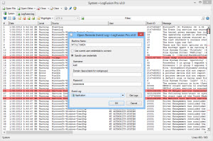 Connection Dialog for Remote Windows Event Log