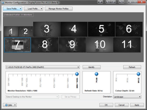 DisplayFusion Monitor Configuration: 11 Monitor Profile