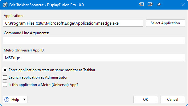 windows - Applying a command line argument to the binary exe when