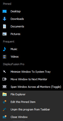 Taskbar Jump Lists Taskbar Jump Lists