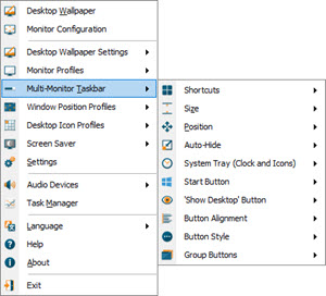 Multi-Monitor Taskbars Sub-menu (per-taskbar settings) Multi-Monitor Taskbars Sub-menu (per-taskbar settings)