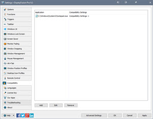 Settings > Compatibility Tab Settings > Compatibility Tab