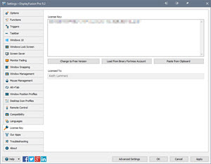 Settings > License Key Tab Settings > License Key Tab