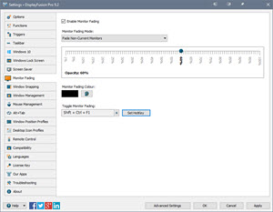 Settings > Monitor Fading Tab Settings > Monitor Fading Tab