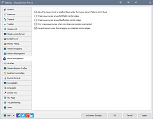 Settings > Mouse Management Tab Settings > Mouse Management Tab