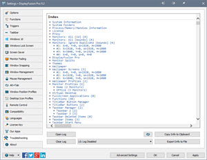 Settings > Troubleshooting tab Settings > Troubleshooting tab