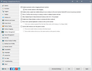 Settings > Window Management Tab Settings > Window Management Tab