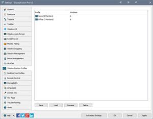 Settings > Window Position Profiles Settings > Window Position Profiles