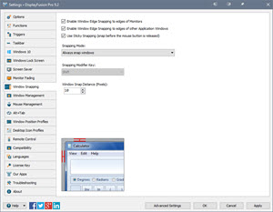 Settings > Window Snapping Tab Settings > Window Snapping Tab