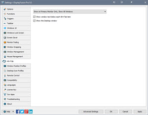Settings > Alt+Tab Settings > Alt+Tab