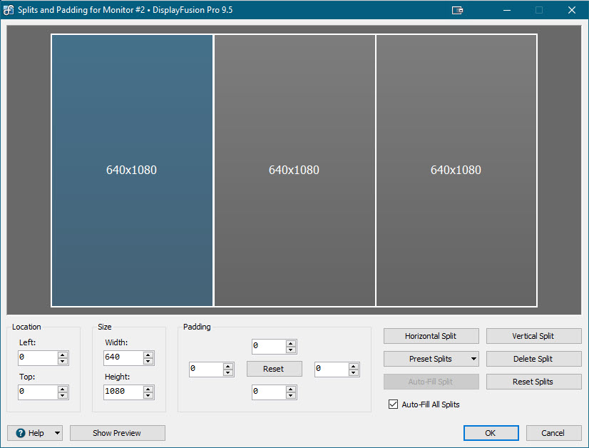 Monitor Splits and Padding Monitor Splits and Padding