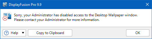 Error Message When Desktop Wallpaper is Blocked by Group Policy