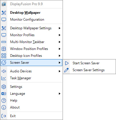 Screen Savers Sub-menu
