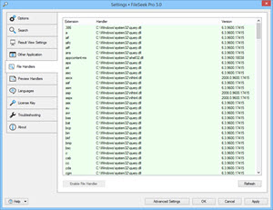 FileSeek Settings: File Handlers FileSeek Settings: File Handlers