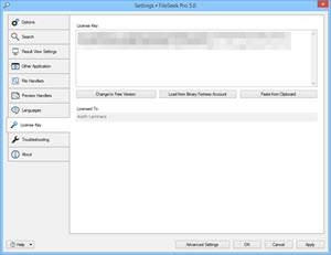 FileSeek Settings: License Key FileSeek Settings: License Key