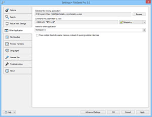 FileSeek Settings: Other Application FileSeek Settings: Other Application
