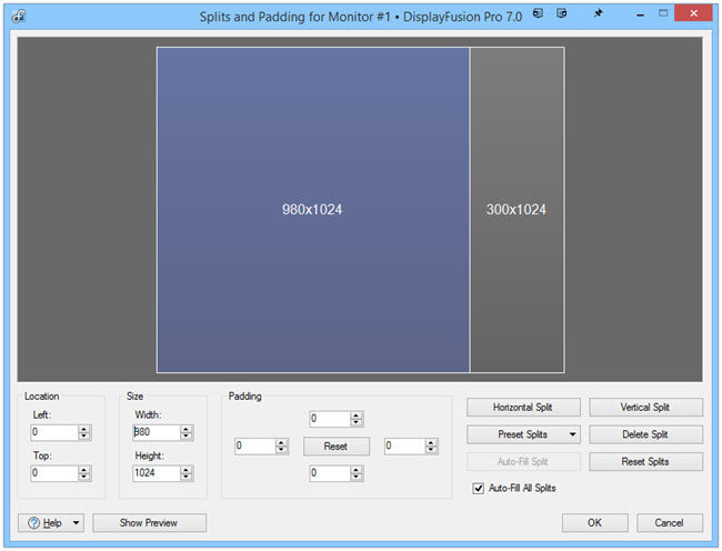 Monitor Splits and Padding Monitor Splits and Padding