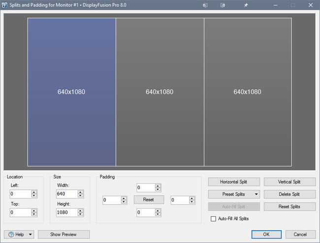 Monitor Splits and Padding Monitor Splits and Padding