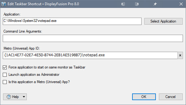 Edit Application Shortcut Edit Application Shortcut