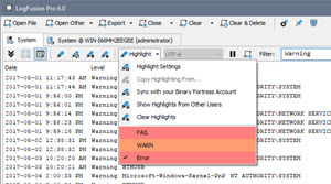 Main Window Highlight Menu Main Window Highlight Menu