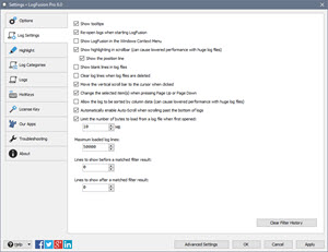 Settings > Log Settings Settings > Log Settings