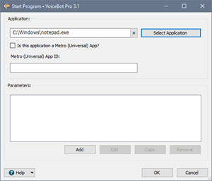 Edit Start Program Action Edit Start Program Action