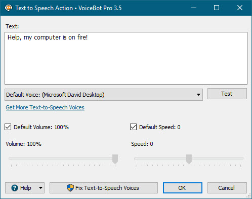 Text-To-Speech Action Window Text-To-Speech Action Window