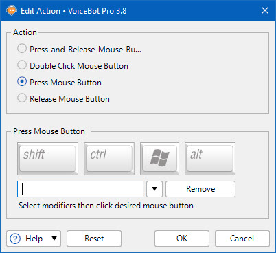 Edit Key Press/Mouse Click Action